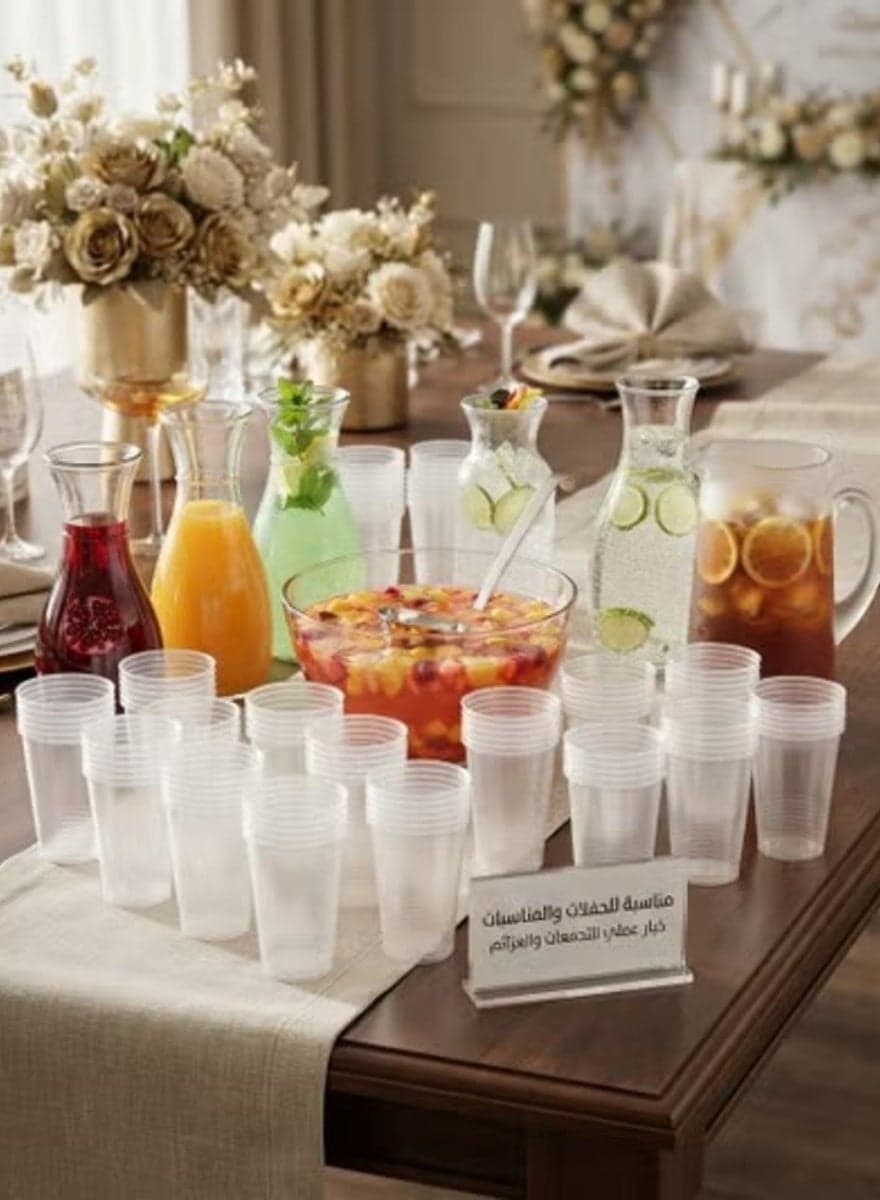 SH Disposable Plastic Water Cups 250 ml, Pack of 50 – Clear Cups for Water, Juice & Soft Drinks, Parties & Events Cups & Straws (4)