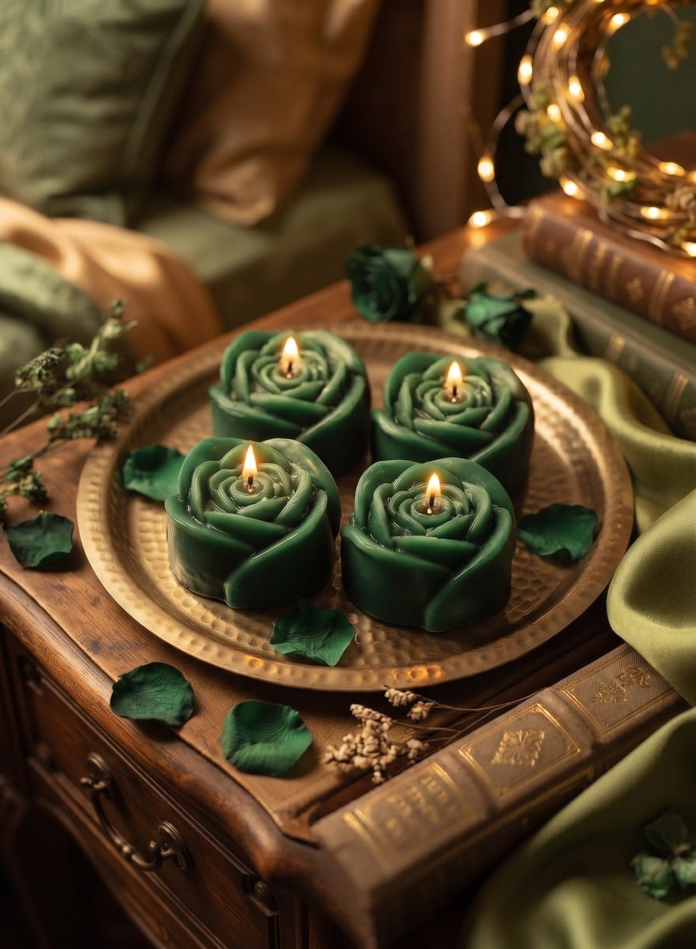 Luxury Scented Rose-Shaped Candle Set - 4 Pieces in Clear Box - Ideal for Cozy Home Decor, Relaxation, and Romantic Ambiance. (٤)