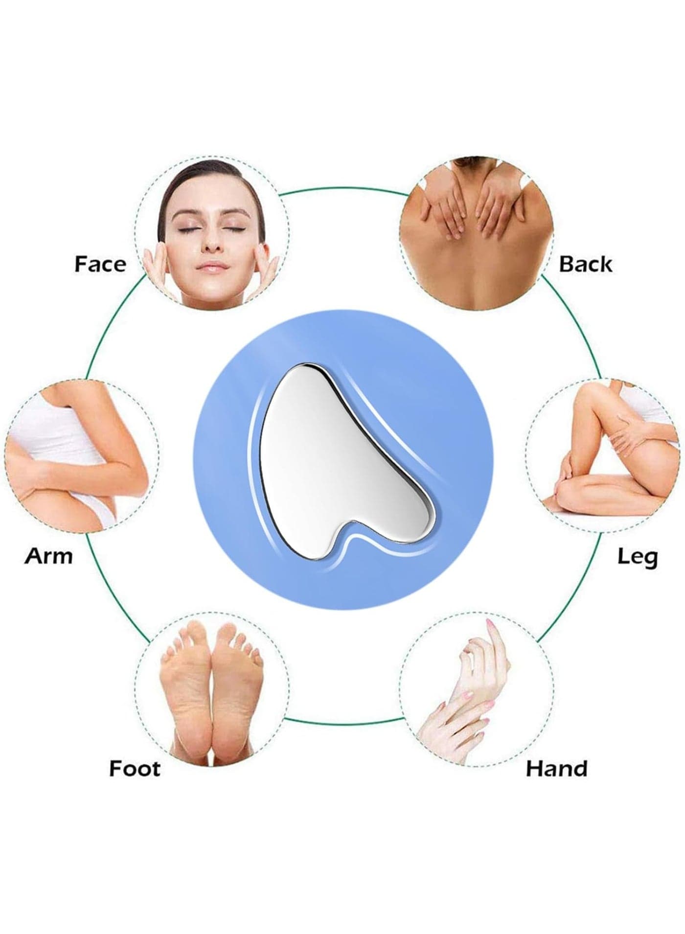 Stainless Steel Gua Sha Facial Massager Tool for Body, Face, Neck and Eyes Face Massagers & Rollers (٦)