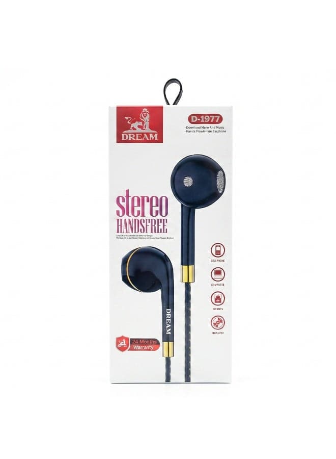 D-1977 Wired Earphones – Stereo Sound – Built-in Mic – Hands-Free Calls – Multi-Device Compatible (6)