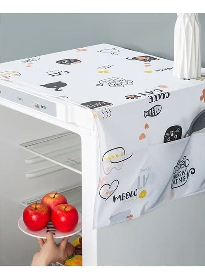 Refrigerator and Washing Machine Dust Cover Dustproof with Multipurpose Side Storage Pockets Waterproof (٤)