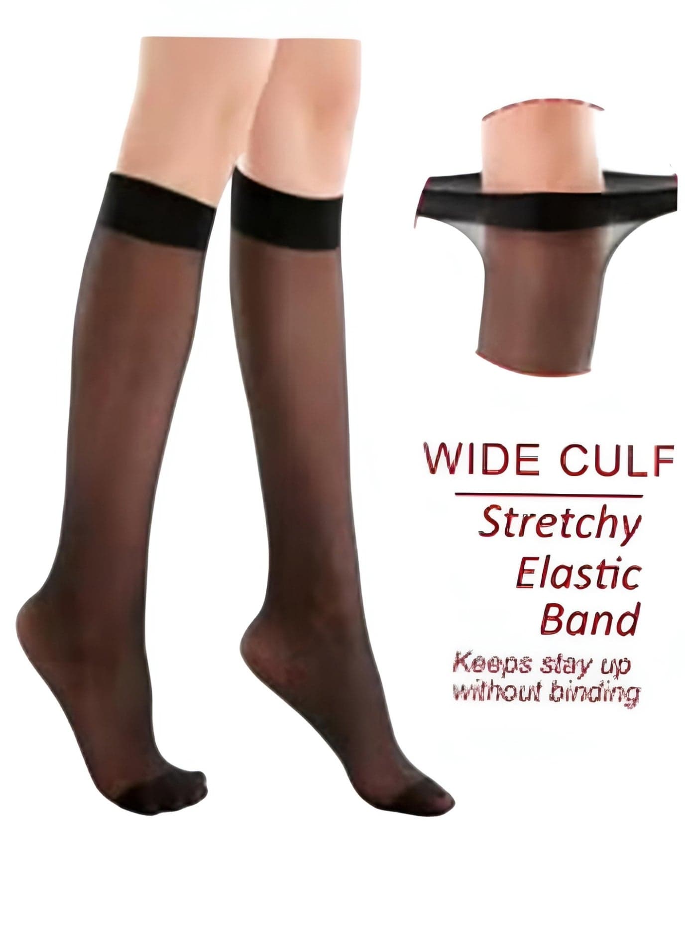 bundle of 2 transparent knee long nylon voile socks Women's Socks (2)