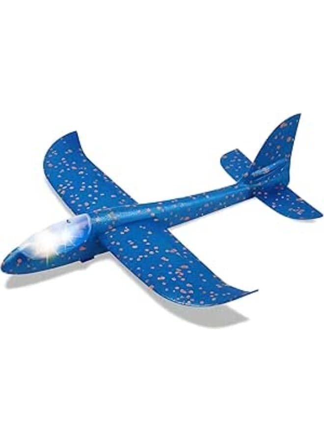 Fitto Led Light Airplane - 17.5" Large Throwing Foam Plane Glider For Outdoor Sports And Kids' Playroom Fun