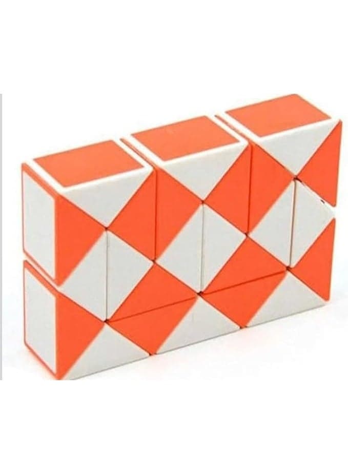 3D Snake Cube Foldable Puzzle Toy for Kids & Adults – Magic Ruler Twist Cube Brain Teaser, Multiple Shape Transforming Cube, Intelligence Development, Logic Thinking, Concentration & Problem Solving Educational Fidget Toy – Portable Travel Puzzle – Random Color (Red, Orange, Blue or Black)