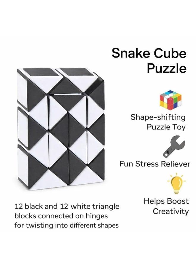 3D Snake Cube Foldable Puzzle Toy for Kids & Adults – Magic Ruler Twist Cube Brain Teaser, Multiple Shape Transforming Cube, Intelligence Development, Logic Thinking, Concentration & Problem Solving Educational Fidget Toy – Portable Travel Puzzle – Random Color (Red, Orange, Blue or Black) (6)