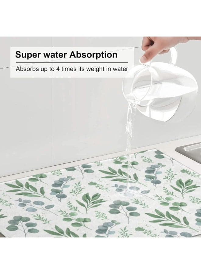 Kitchen Countertop Drying Mat Absorbent Pad for Plates Cups and Cookware Place Mats (٦)
