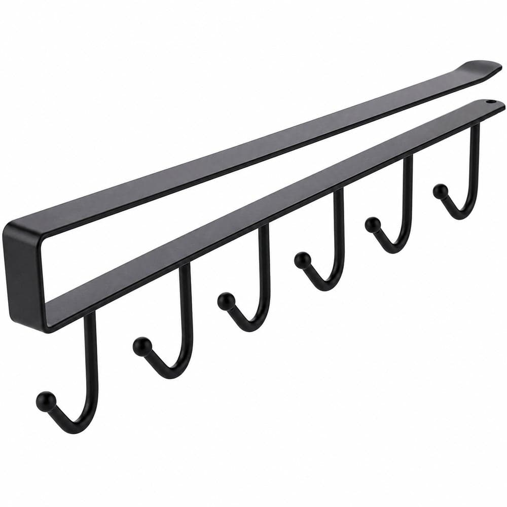 Under Shelf Kitchen Cabinet Cup Hanger with 6 Hanging Hooks - 1-29 Cabinet Organizers (٦)