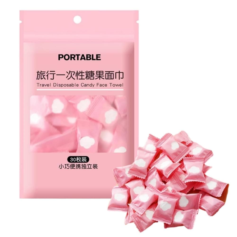 30 Capsules Portable Coin Tissue Disposable Face Cloths Compressed Cotton Magic Towel Compressed Tissue for Travel Home Camping Hiking Sport Beauty Salon and Other Outdoor Activities Facial Tissues