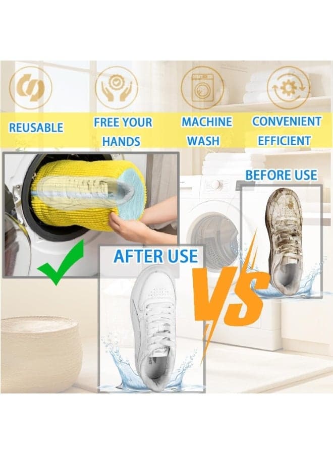 Advanced shoe washing net measuring 39×19 cm for washer and dryer - sports shoe cleaning bag with internal friction-increasing properties for super clean washing - reusable multi-functional bag with protective zipper (٩)