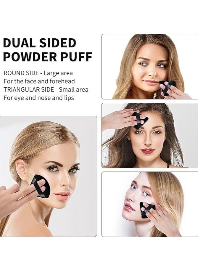 Powder Puff Triangle Makeup Puff Soft Cosmetic Sponge Reusable Makeup Powder Sponges with Strap for Loose Powder Foundation Eyes Corners Wet Dry Makeup 6Pcs Black Make Up Sponges (5)