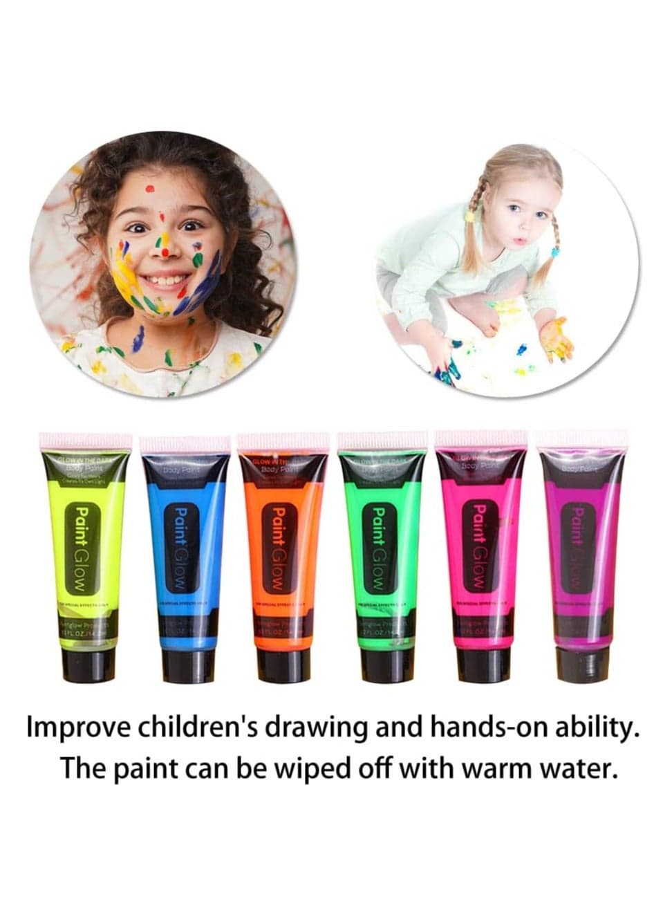 Glow in The Dark Paint UV Fluorescent Neon Face Body Paint, Glow Neon Colors for Dark Party, Makeup, Festival, Luminous Watercolor Paint for Adults and Kids (3)