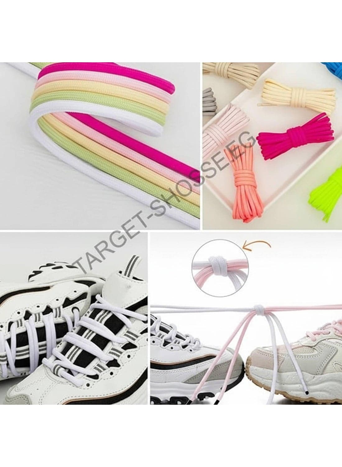Round Shoe Laces 4mm Thick - Durable Strong Hold for Daily Sports and Casual Shoes - Easy Fit and Secure Stability - 120cm - White-Model1 Shoelaces (٧)