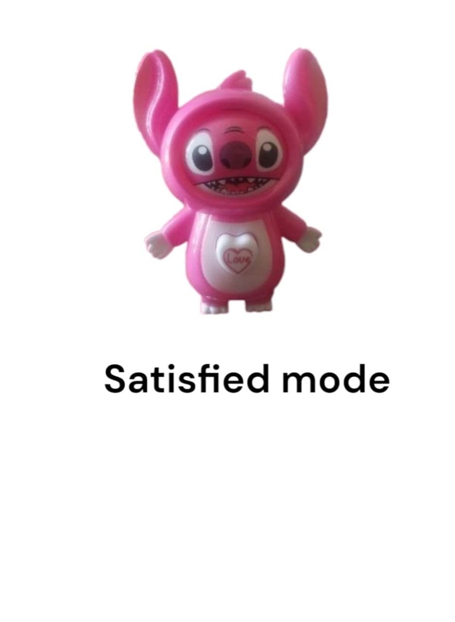 Pink Reaction Face Toy with Stitch Keychain | Emotion-Changing Character Toy with Rubber Handle – Surprise, Play & Style in One Cute Set! Action Figures (2)