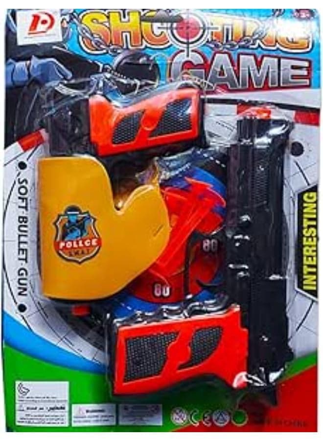 Police Gun Toy With Foam Bullets And Case For Kids - Black x Orange Blasters & Foam Play