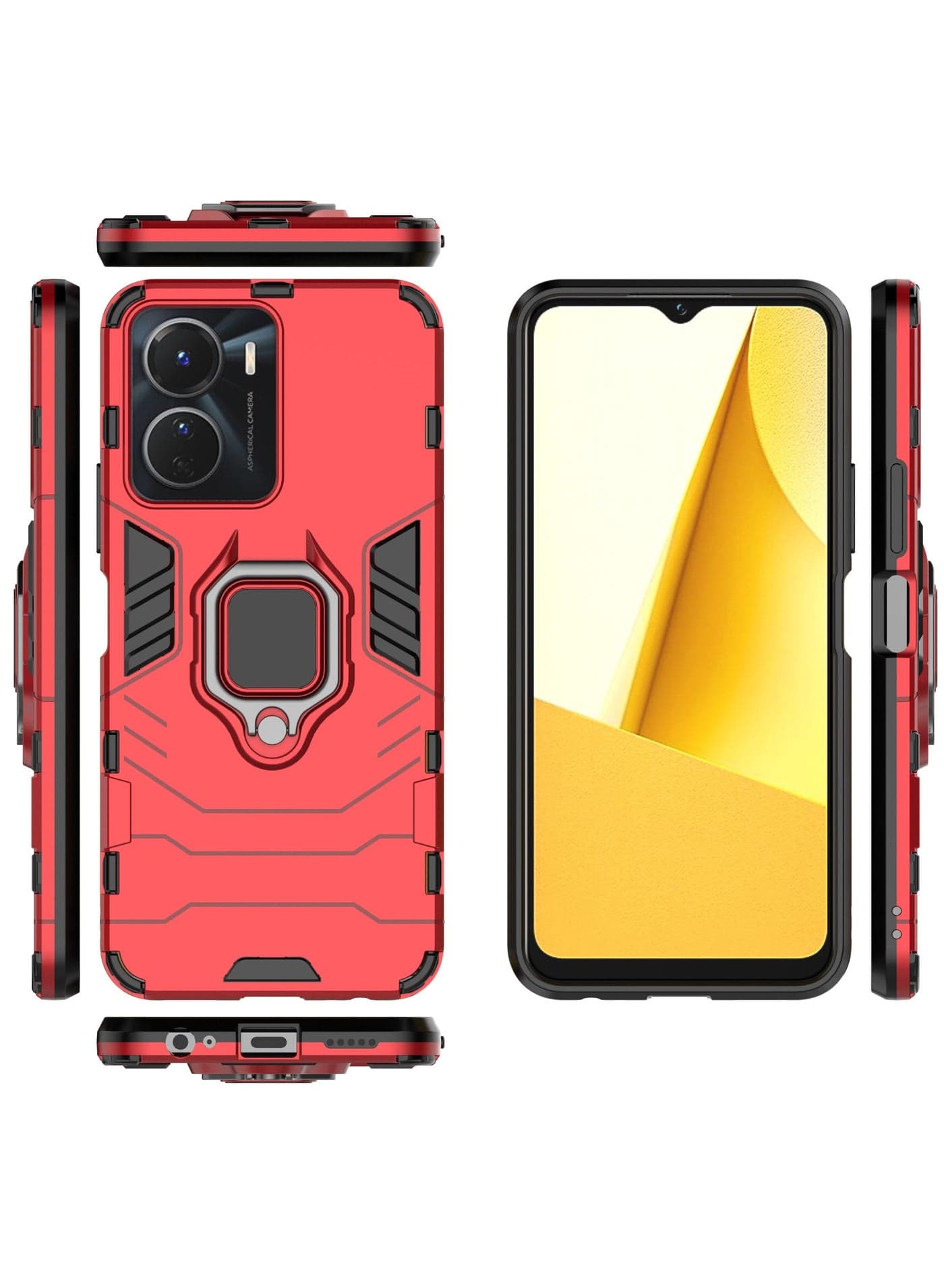 Compatible With Vivo Y16 Black Panther Back Cover (Red) (3)