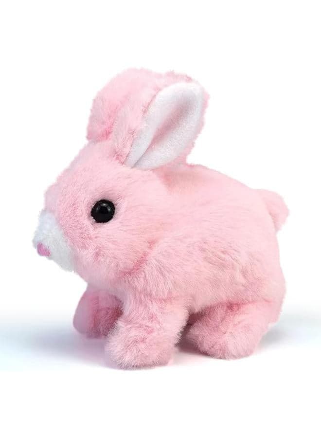 Hopping Bunny Toys for Kids Interactive Electronic Pet Plush with Sounds and Movements - Walking, Barking, Tail Wagging, Stretching Companion Animal Dog Toys Gift for Kids Toddlers(Pink, 7 in)