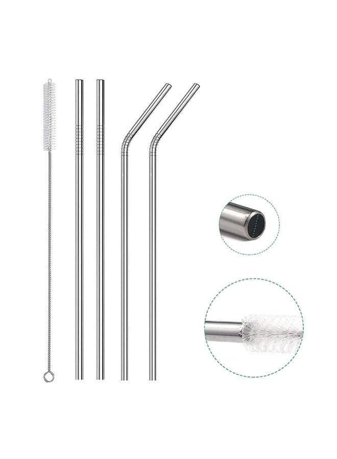 Stainless Steel Shalimo 4 pcs, Stainless Steel Straw, Stainless Steel straws, Reusable Shalimo, Stainless Steel drinking tube, non-disposable straws, Plus 1 Brush for Cleaning Cups & Straws
