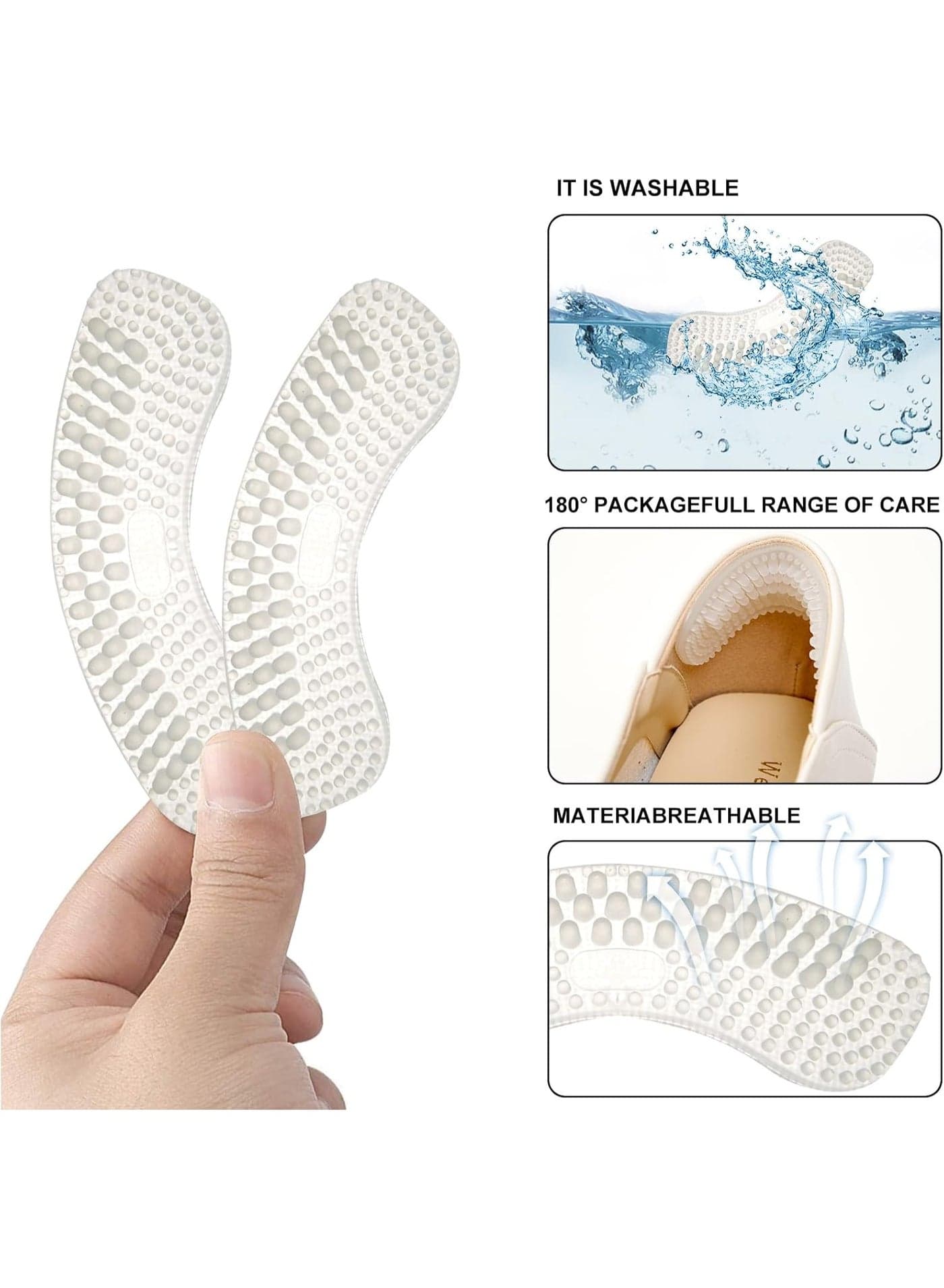 1 Pair Silicone Gel Heel Grips for High Heels & Sneakers, 2-Piece Clear Heel Cushion Pads to Reduce Shoe Friction and Help Prevent Blisters & Heel Discomfort, Strong Double-Sided Adhesive for Secure Fit and Added Comfort, Ideal for Walking, Running, Standing & Extended High Heel Wear Women's Shoe Care & Accessories (٤)