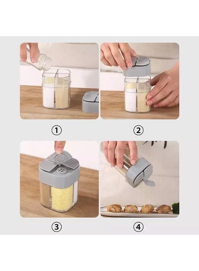 Title 4-in-1 Divided Spice Shaker - Transparent Space-Saving Seasoning Box Spice Jars (٥)