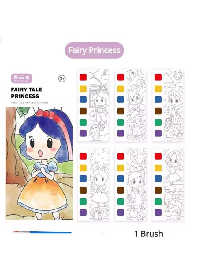 Fairy Tale Princess Coloring Book: Fun and creativity on every page! Let your little one live the fairy tale atmosphere and color the most beautiful princesses with the "Fairy Tale Princess" book! The book contains 12 watercolor coloring pages, and each page is equipped with built-in watercolors - all you need is a brush and water. Suitable for ages 3 and up. Safe and easy to use. Develops creativity and imagination. Lightweight and easy to carry anywhere. Drawing & Painting Supplies