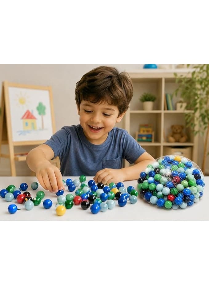 First Choice Colorful Glass Game Marbles – 1.5 cm Glass Marbles for Kids and Adults; Traditional Marbles for Games of Chance, Fun, Decoration, and Crafts (Multicolor) Outdoor Play Balls (٣)