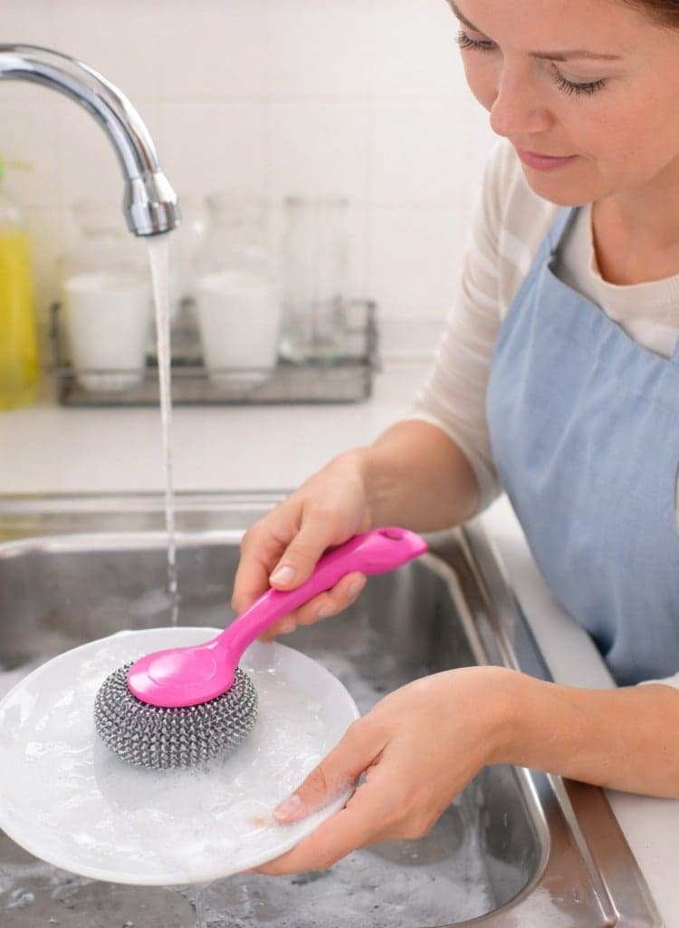 Steel Scourers 3 Pcs And Plastic Handle Household Cleaning Sponges (٤)
