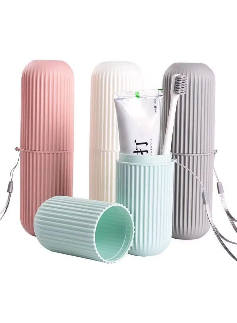 3Pc Capsule Shape Travel Toothbrush Toothpaste Case Holder Portable Toothbrush Storage Plastic Toothbrush Holder Random Colour