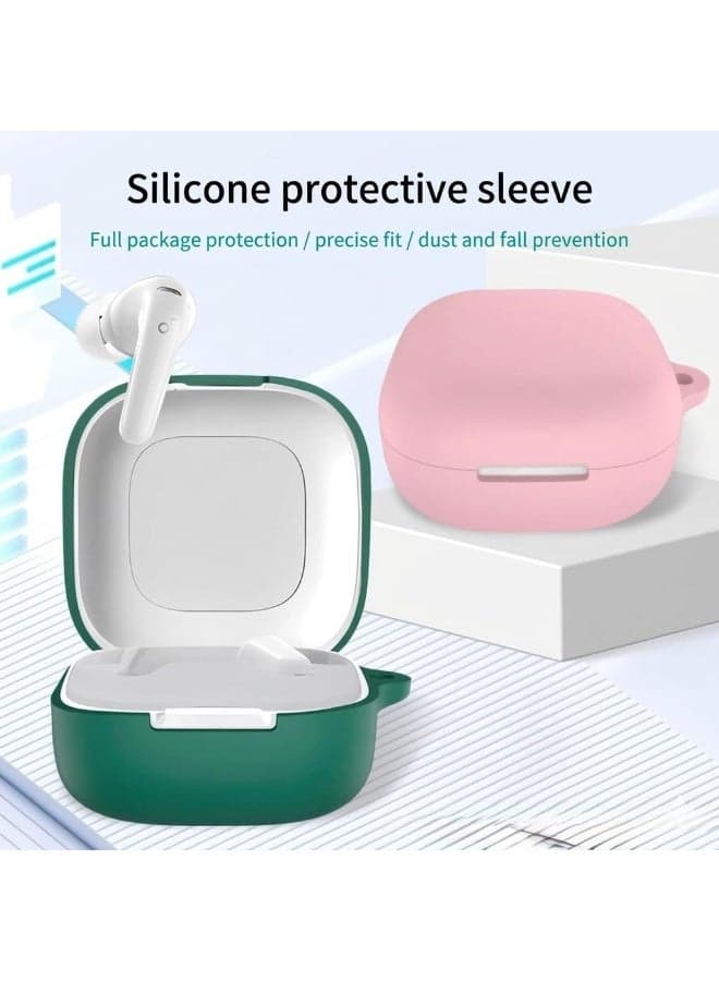 Fekra Compatible with Anker Soundcore R60i NC/Soundcore P31i Cover, Soft Silicone Shockproof Protective Case Wireless Earbuds with Carabiner, Front LED Visible R60i NC (Pink) Headphone Cases (٤)