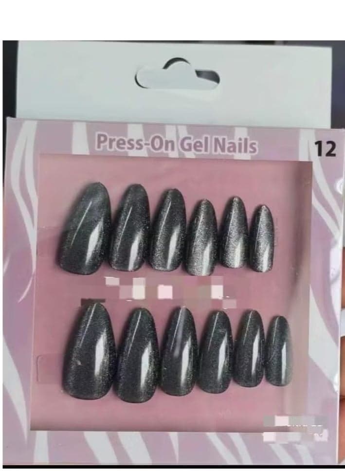 12 pieces of medium-sized acrylic false nails with one sheet of double-sided adhesive Press On False Nails