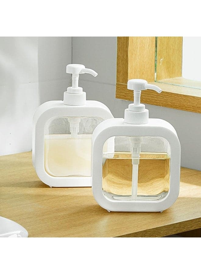 Refillable Liquid Soap Dispenser, Hand Soap Dispenser for Bathroom, Modern Dish Soap Dispenser for Kitchen Sink, Liquid Soap Container with Pump, Clear Plastic Soap Pump Bottles 500ml (1) Countertop Soap Dispensers (٧)