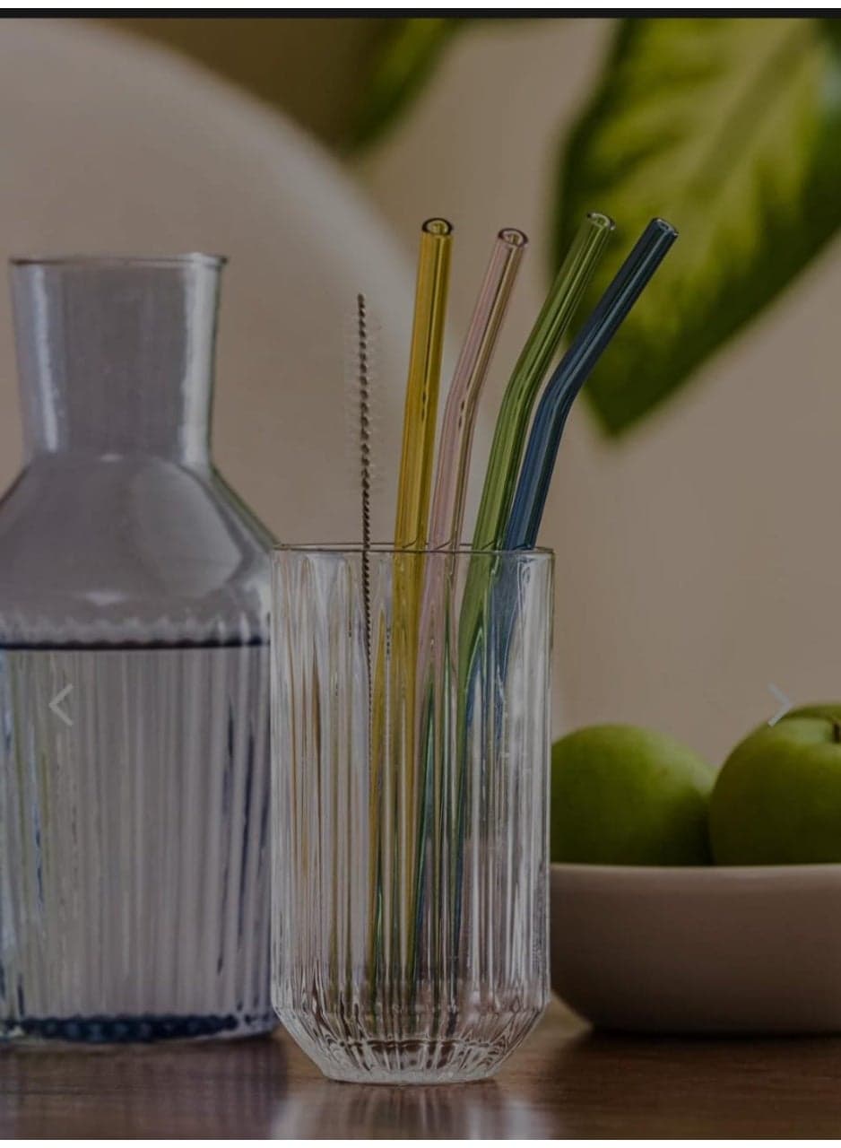Stylish Glass Straws Reusable Colored Glass Straws with Cleaning Brushes, Perfect for Juices, Coffee, Milkshakes | High Quality Product Cups & Straws (4)