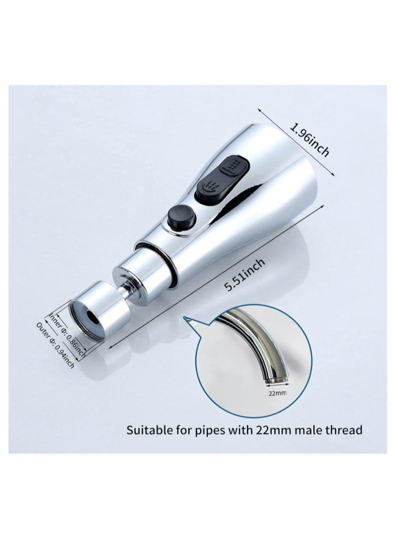 Kitchen Tap Extension, Rotating Waterfall Aerator, 3-in-1 Multifunctional Water-Saving Faucet Attachment for Kitchen and Bathroom (٥)