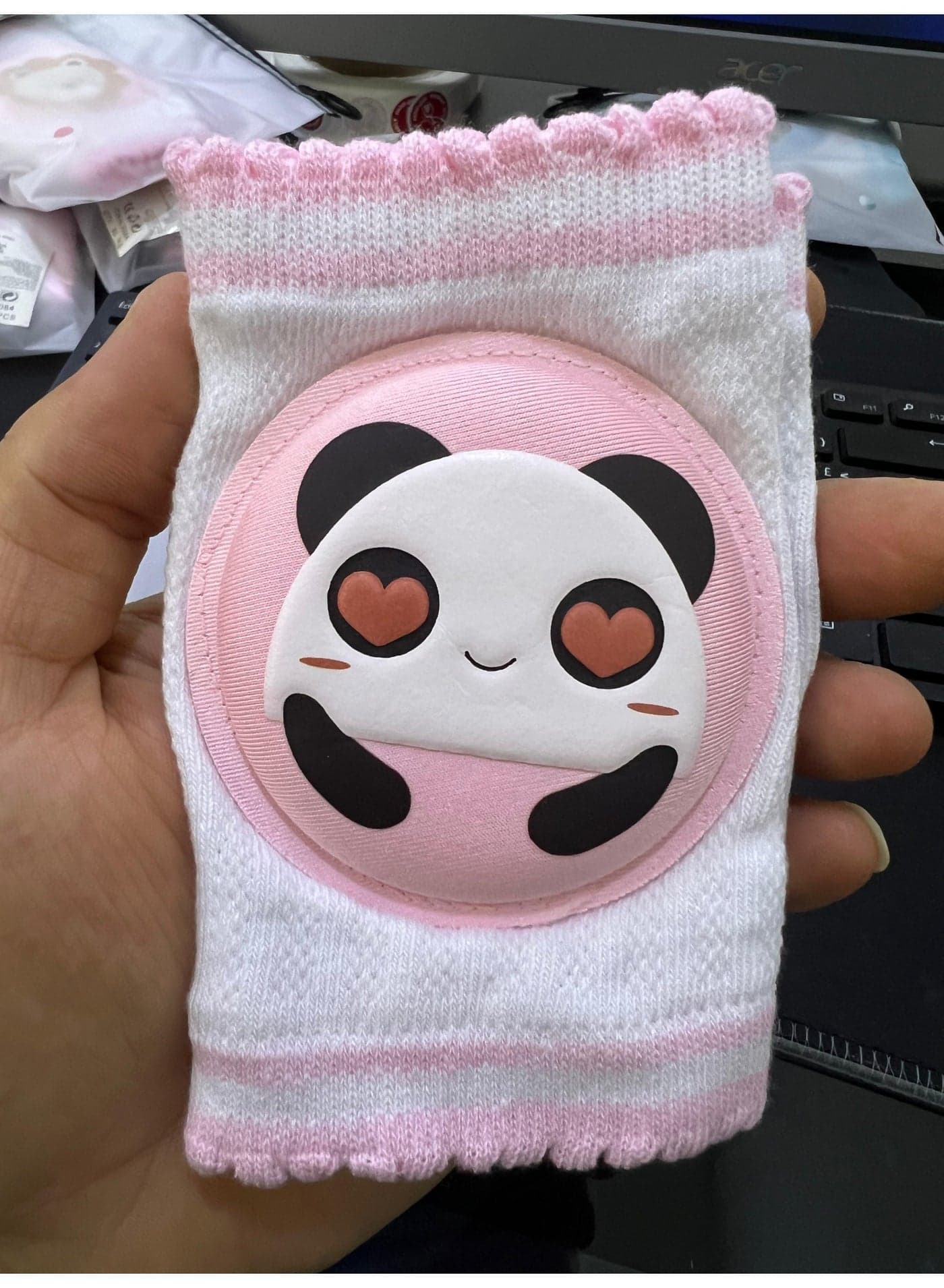 Panda Design Knee PadsCute Panda Baby Crawling Knee Pads - Pink & Protective (4)