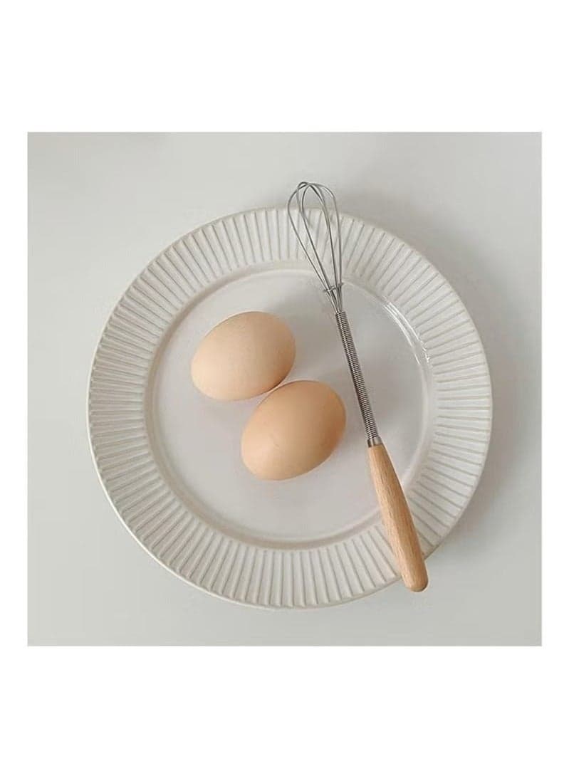 High-quality stainless steel egg beater with a wooden handle – 19cm hand whisk for mixing sauces, whipping eggs, cream, and light batters – an essential kitchen tool for everyday use Kitchen Cleaners (٥)