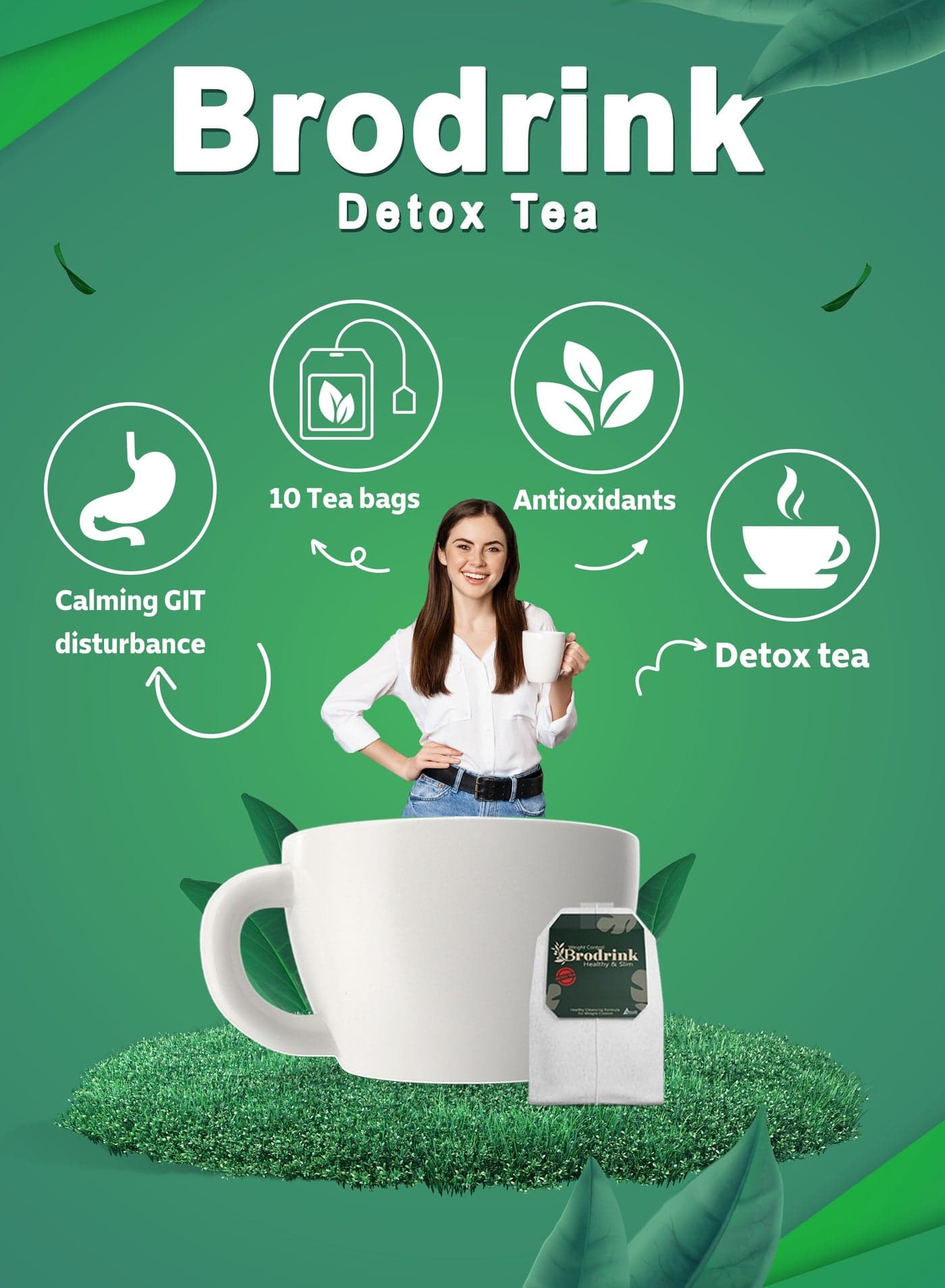 BroDrink Detox Tea – Parsley, Celery & Green Tea, Antioxidant Rich, Supports Weight Management & Skin Health, 10 Teabags Cleansing & Detox (3)
