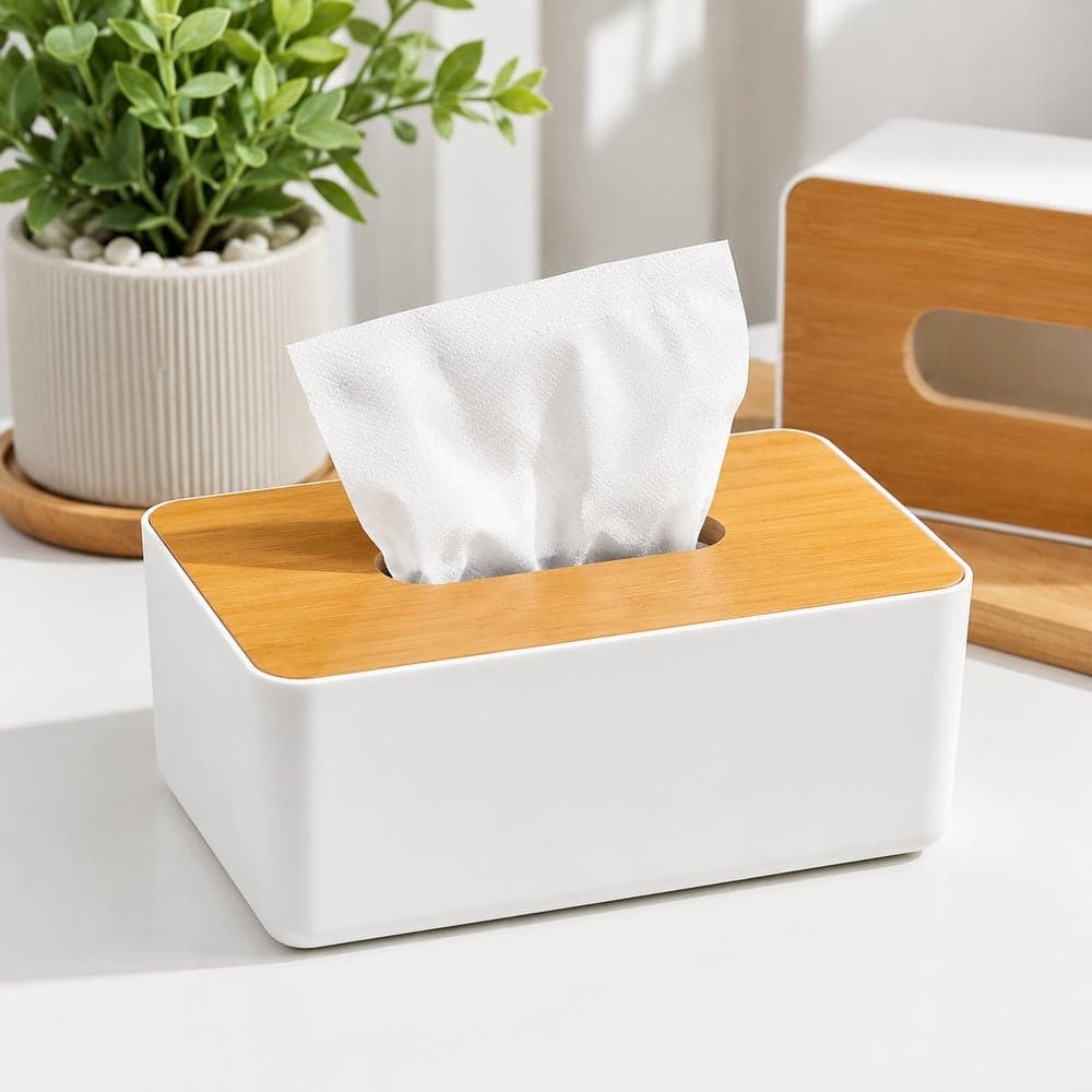 Rectangular Wooden Tissue Box for Facial Tissues - 3-7 Tissue Holders (٤)