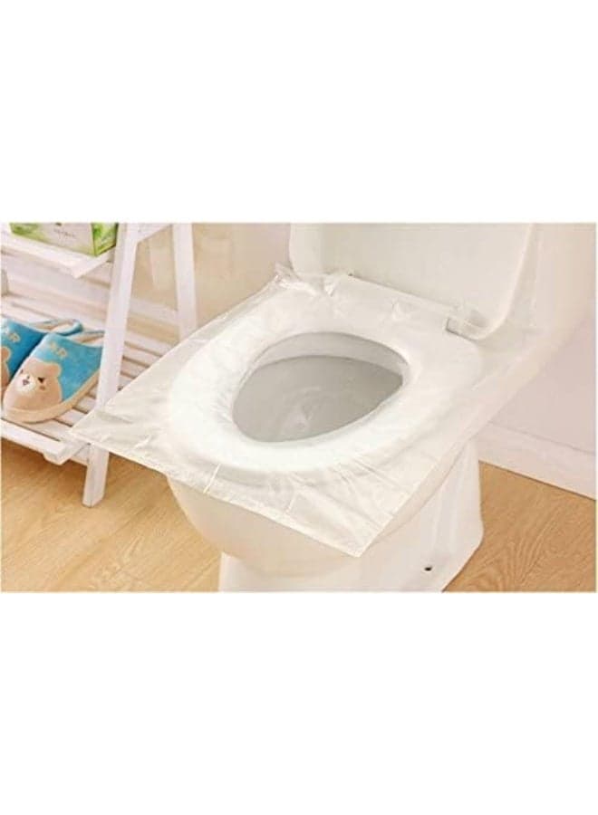 50-Piece Disposable Toilet Seat Cover Set Clear Toilet Lid & Tank Covers (٣)