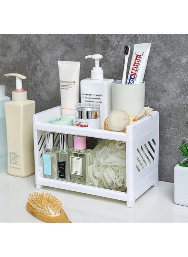 Two layer Perforated Plastic Foldable Desktop Storage Organizer Grey Racks, Shelves & Drawers (3)