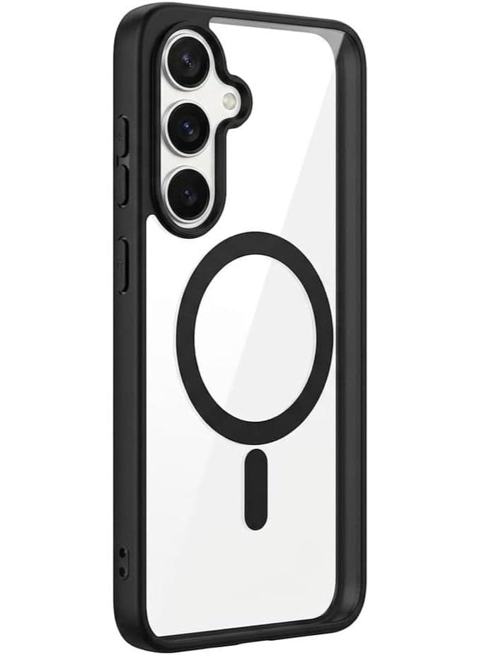 Clear Magnetic Case for Samsung Galaxy A35 Wireless Charging Compatible Shockproof Transparent Cover Strong Magnet Slim Protective Case Black