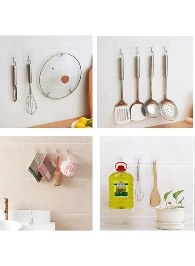 20 pieces of clear, self-adhesive, seamless, reusable, waterproof adhesive wall hooks for bathroom, kitchen, and bedroom; perfect for showers, towels, sponges, keys, decorations, and home organization. (4)