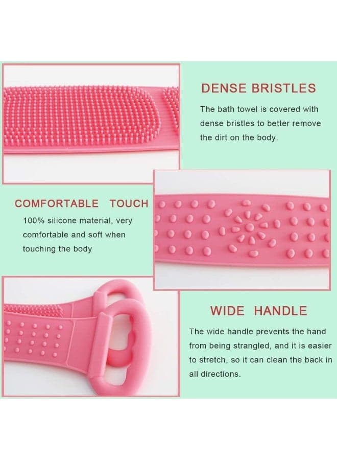 Double Sided Silicone Bath Brush, Deep Cleansing and Massage, Exfoliating Loofah for Dead Skin Removal, Easy to Clean, Suitable for All Ages, Perfect for Bathing Baby, Men and Women (Pink) Body Brushes (٨)
