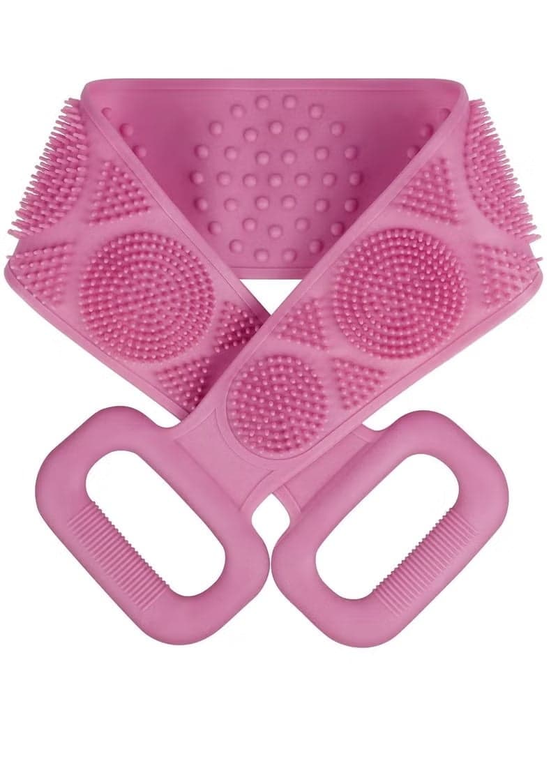 Double Sided Silicone Bath Brush, Deep Cleansing and Massage, Exfoliating Loofah for Dead Skin Removal, Easy to Clean, Suitable for All Ages, Perfect for Bathing Baby, Men and Women (Pink) Body Brushes
