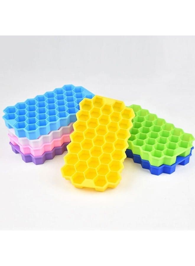 Silicone Ice Cube Tray with Airtight Lid – 1 Piece – Easy Ice Release – Multi-Color – Ideal for Drinks and Beverages Ice Molds (10)