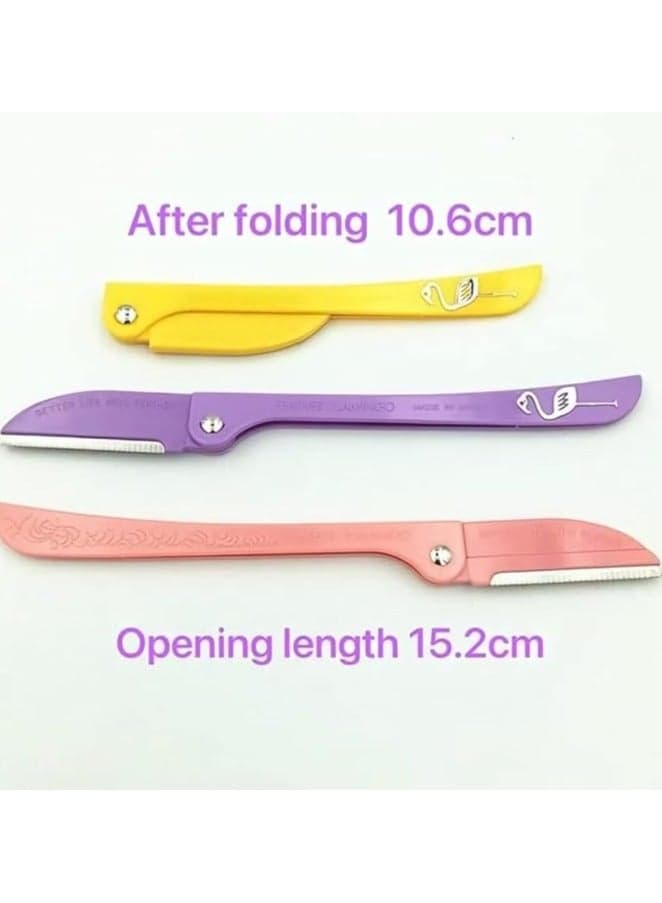 3 Pack Flamingos Ladies Razor For Facial And Body Hair Yellow/Pink/Purple Women's Razors & Blades (٢)