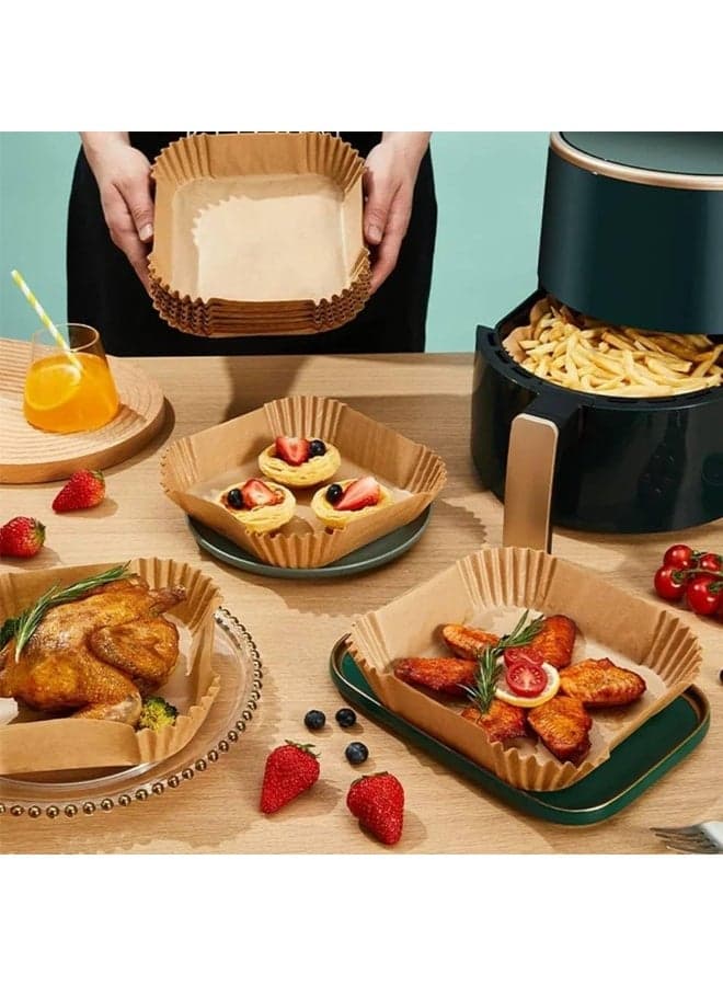Square Air Fryer Paper Liners 100 Sheets Healthy Non-Stick Cooking Paper for Air Fryer 200 × 45 mm Easy to Use (5)