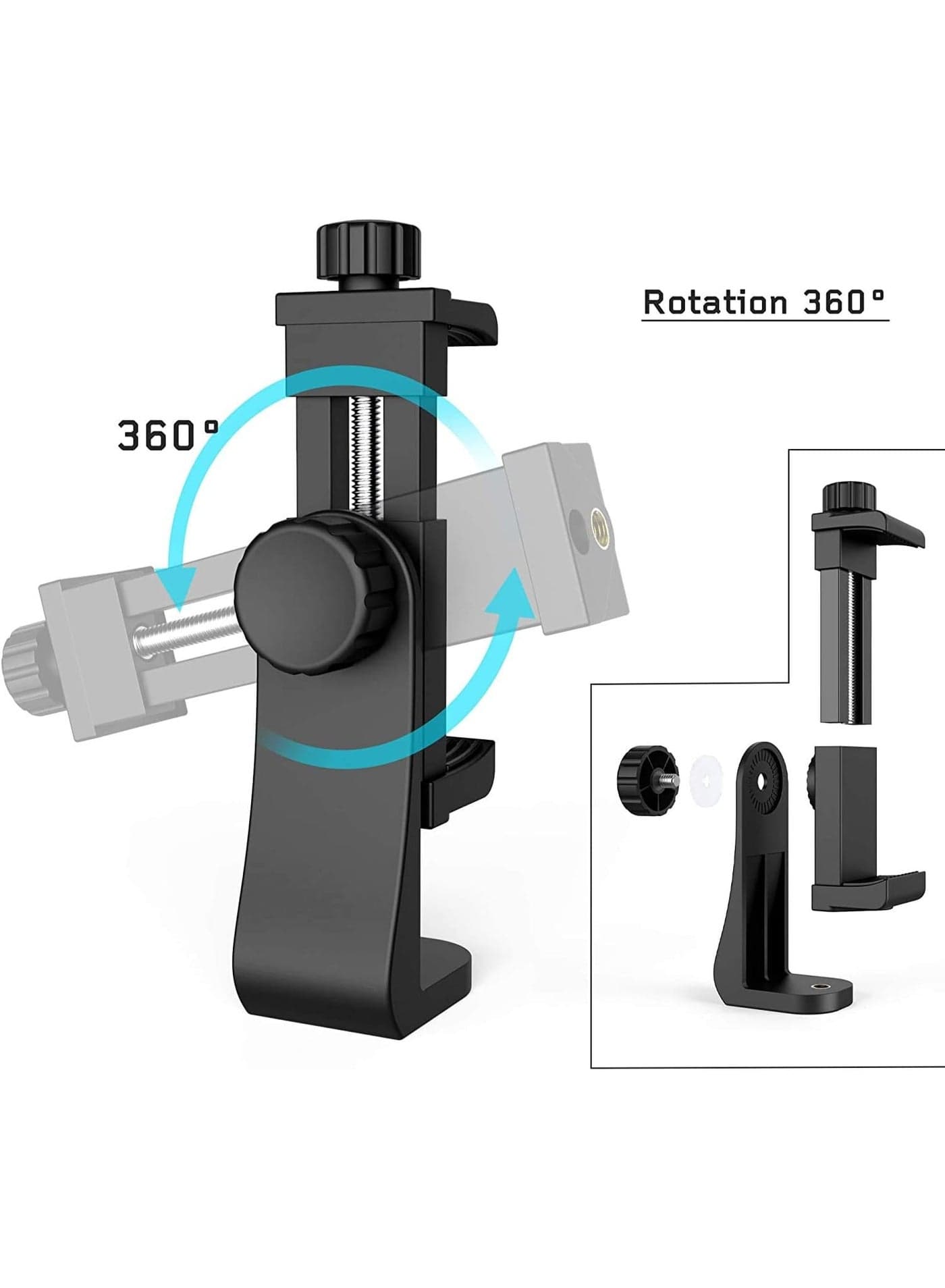 360° Rotating Phone Holder - Adjustable Tripod Mount Adapter with Universal Screw for Smartphones Complete Tripod Units (٦)