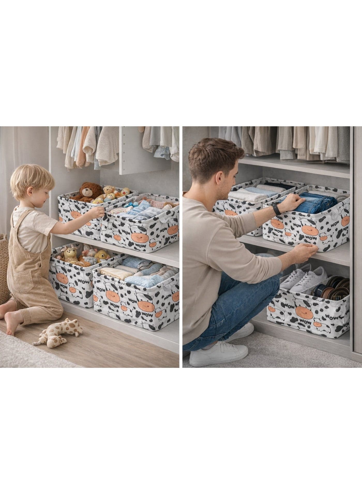 1-Piece Foldable Wardrobe Organizer Box, Large Oxford Fabric Clothes Storage Bin with Handles for Jeans, Jackets and Closet Organization (٣)