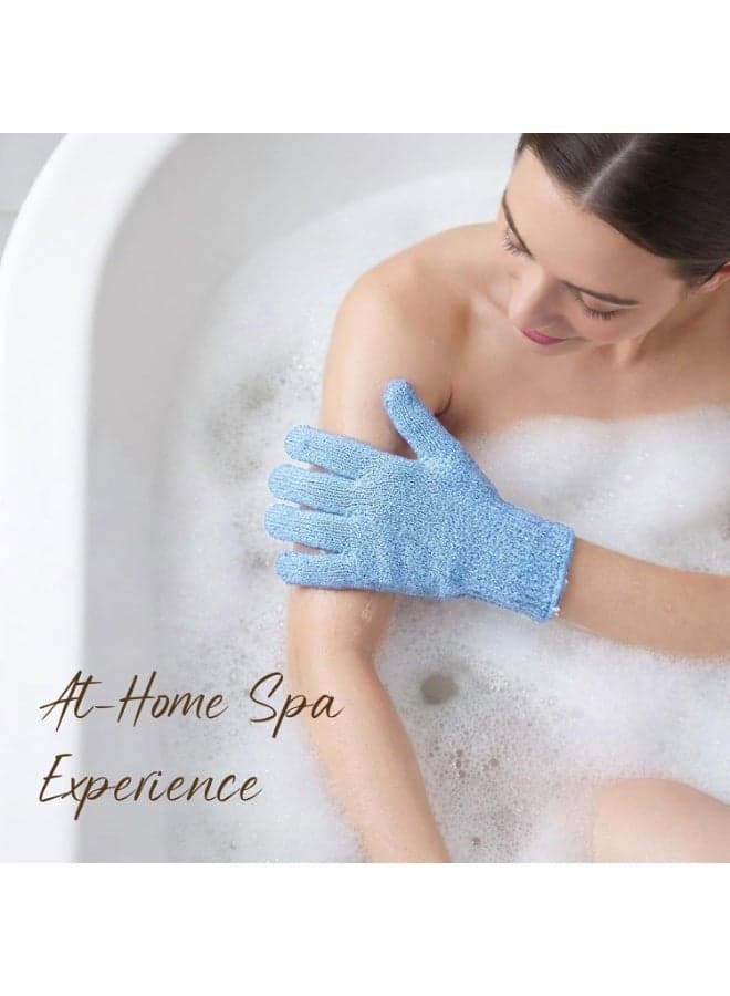 Exfoliating Bath Gloves Set 1 Pair Dual Texture Shower Scrubber Dead Skin Remover One Size Fits Most Random Color (٨)