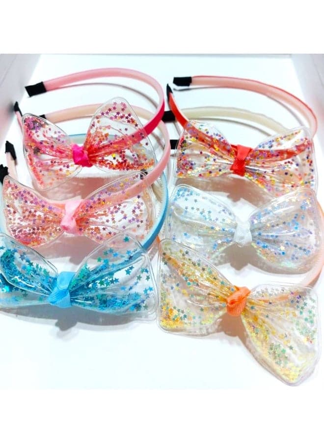 3-Piece Bow Glitter Hair Headband Set – Colorful & Elegant Accessories for Girls