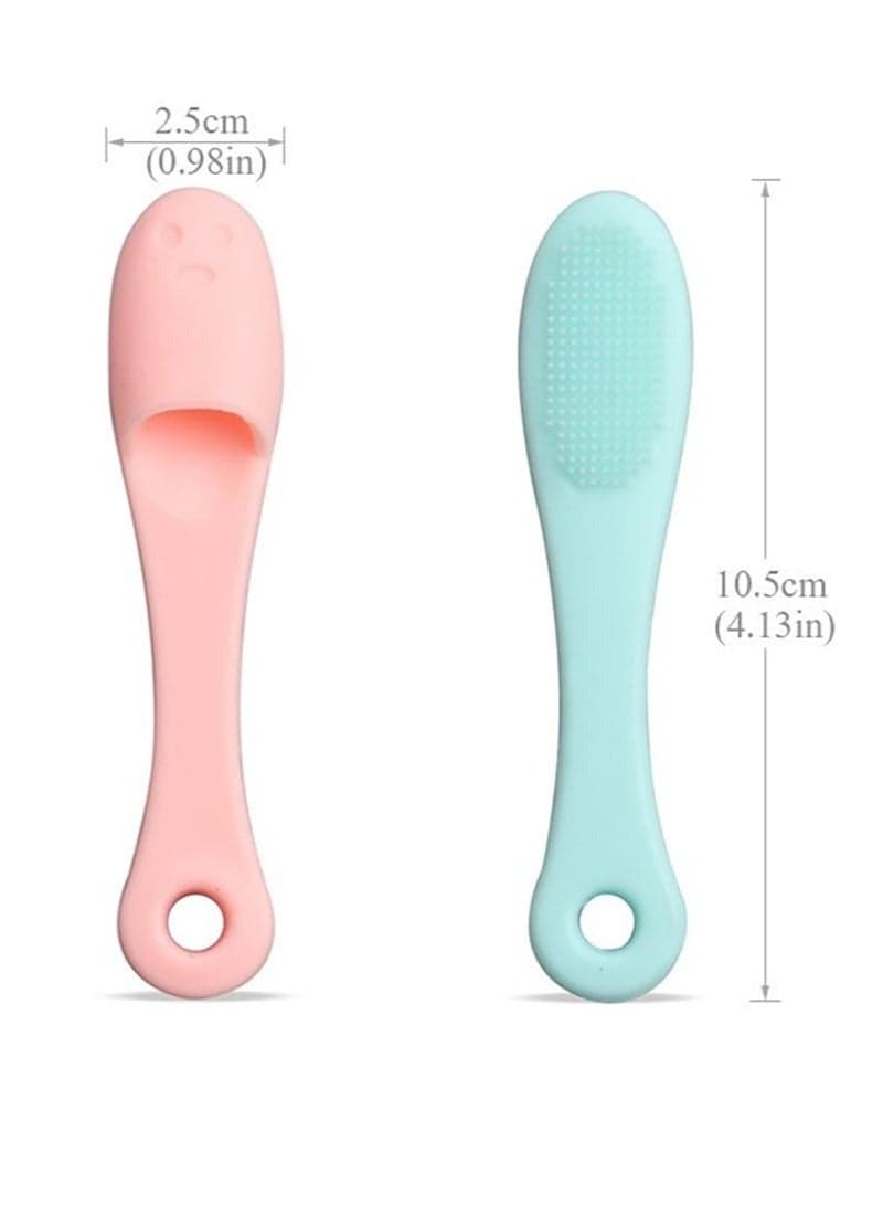 Soft Silicone Face Scrubber Finger Brush - Light Blue Cleansing Brushes (٣)